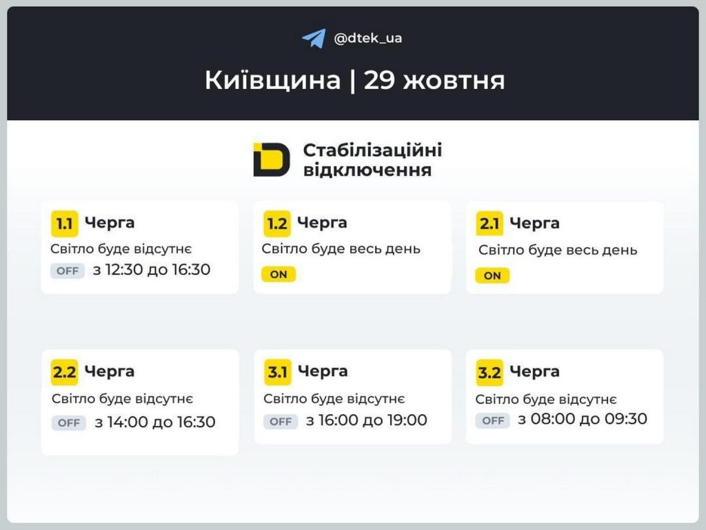 Графіки відключень світла.