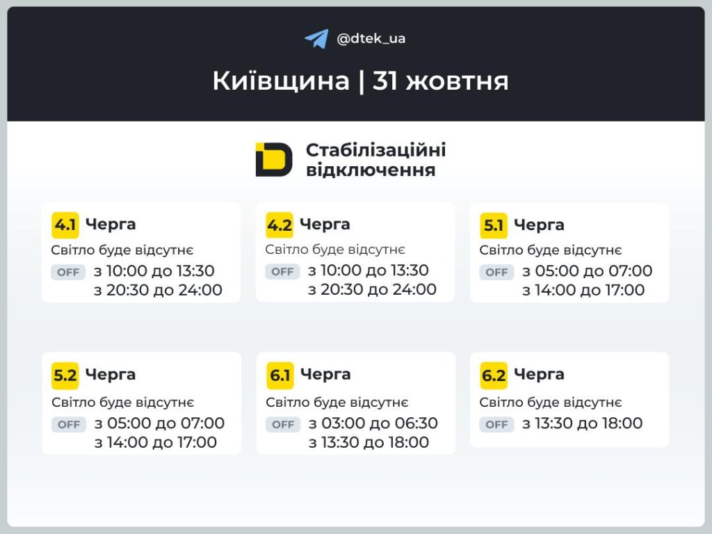 Відключення світла.