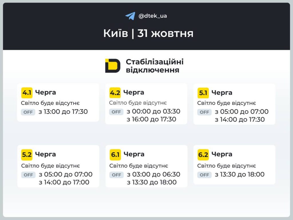 Відключення світла.