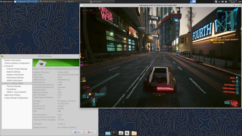 Cyberpunk 2077 на NVIDIA DGX Spark.
