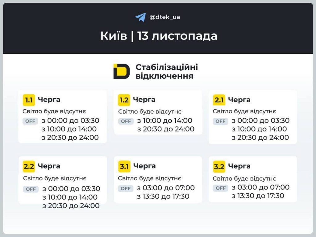 Відключення світла.