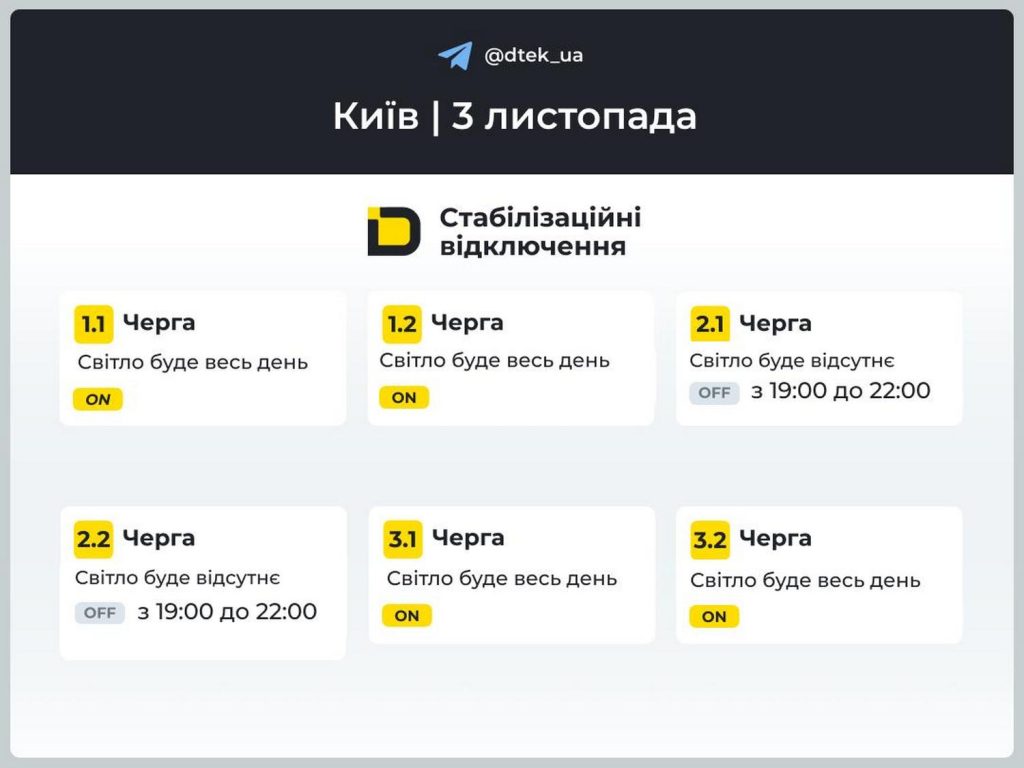 Відключення світла.