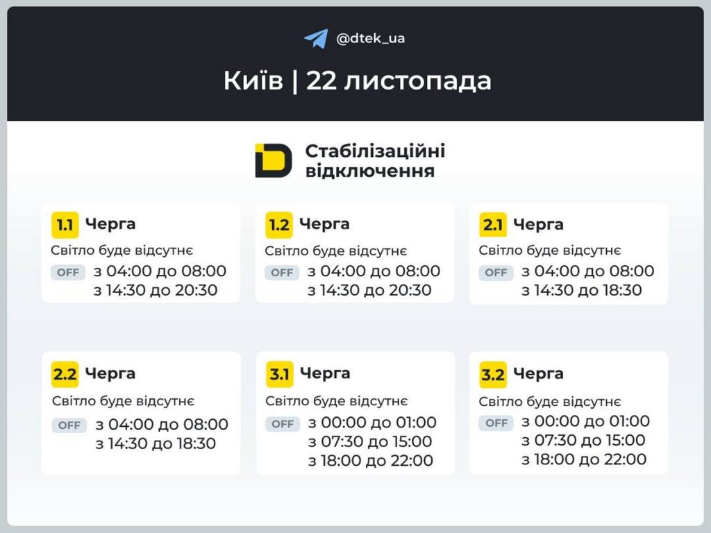 Відключення світла.