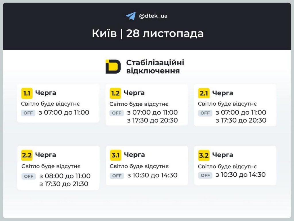 Відключення світла.