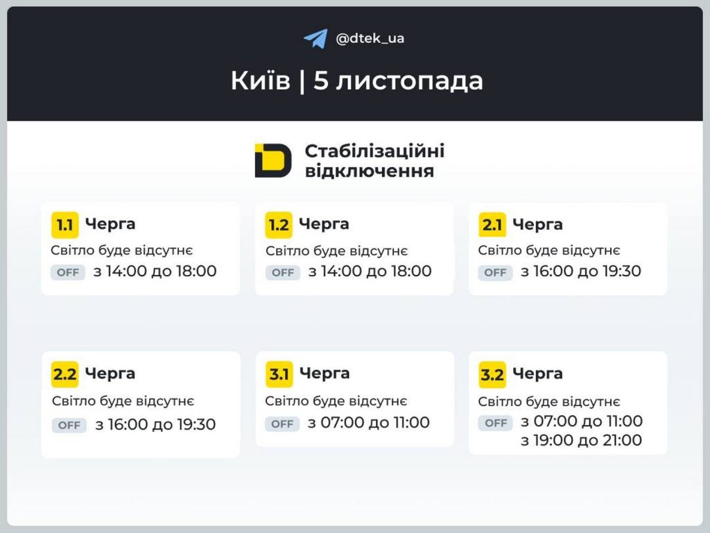 Відключення світла.