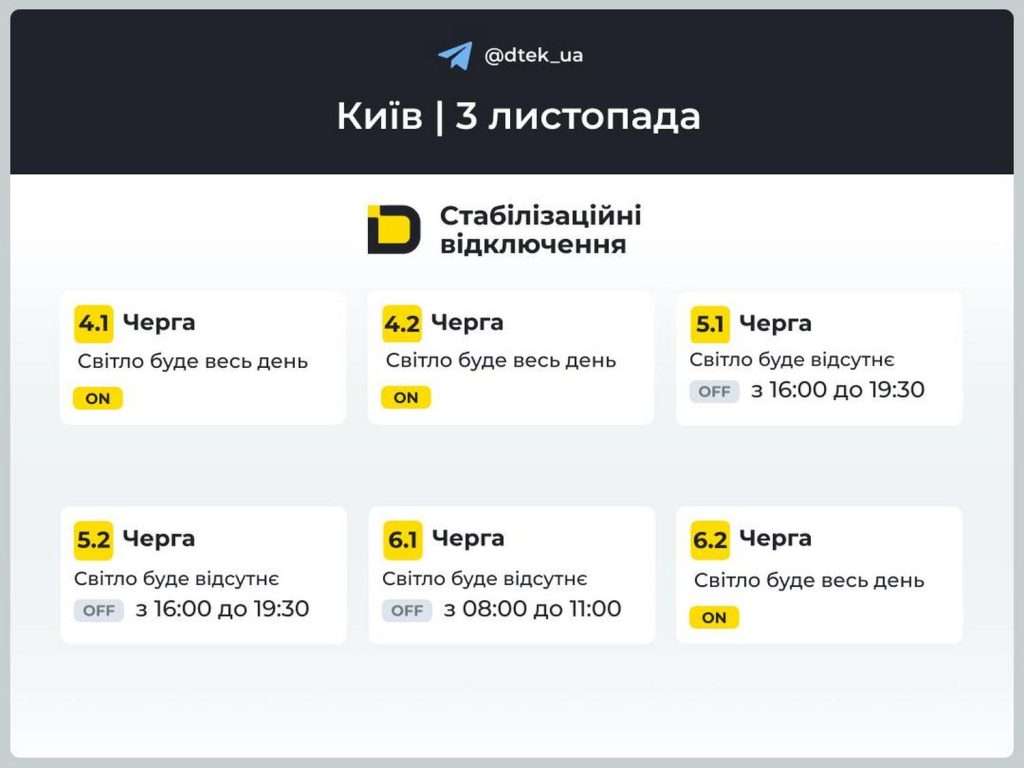 Відключення світла.