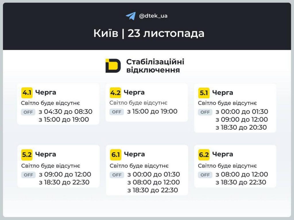 Відключення світла.