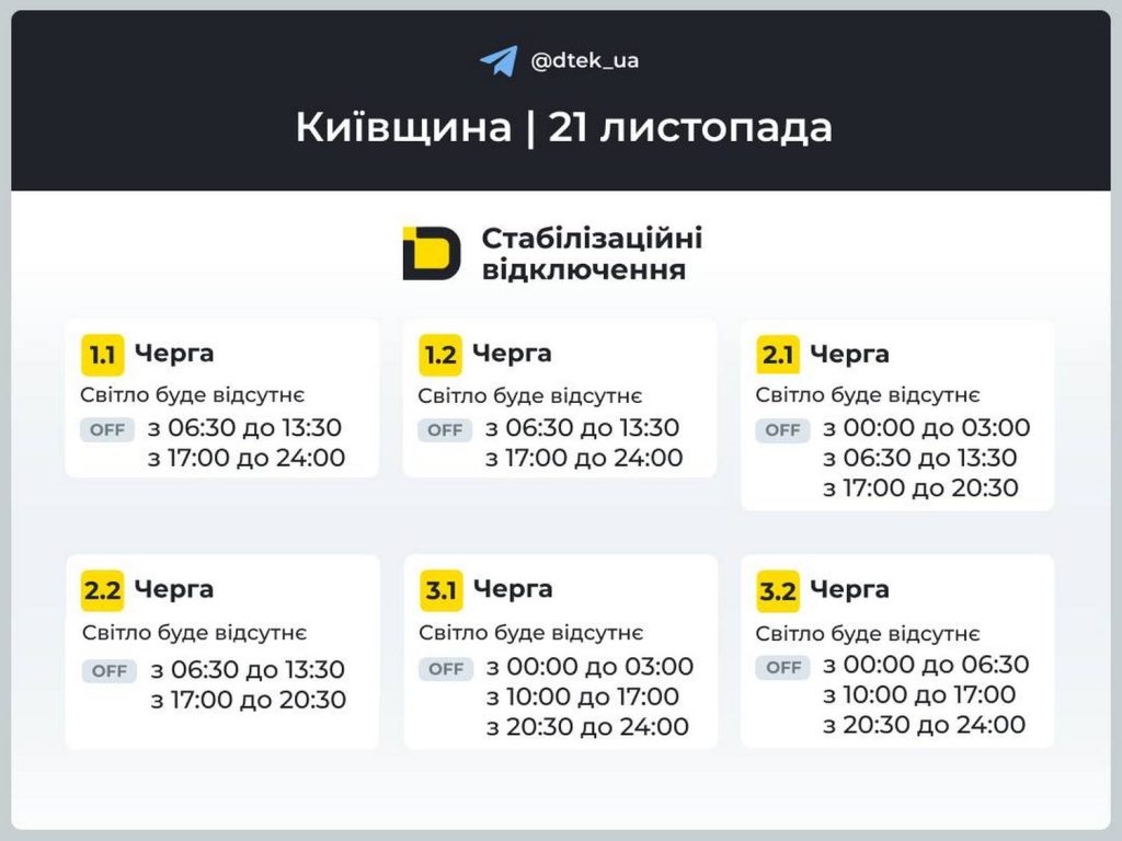 Відключення світла.