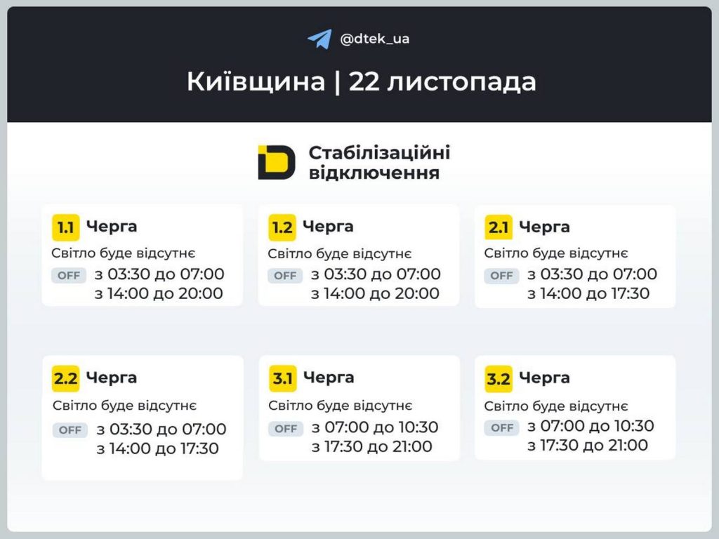 Відключення світла.