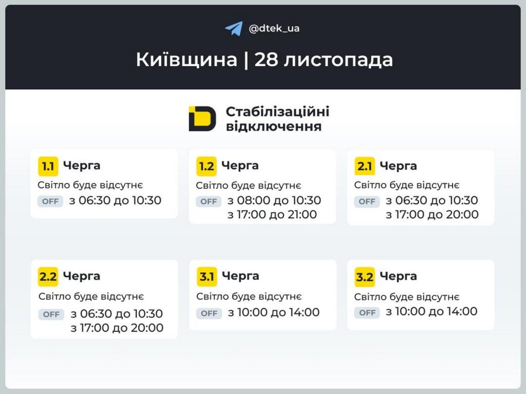 Відключення світла.