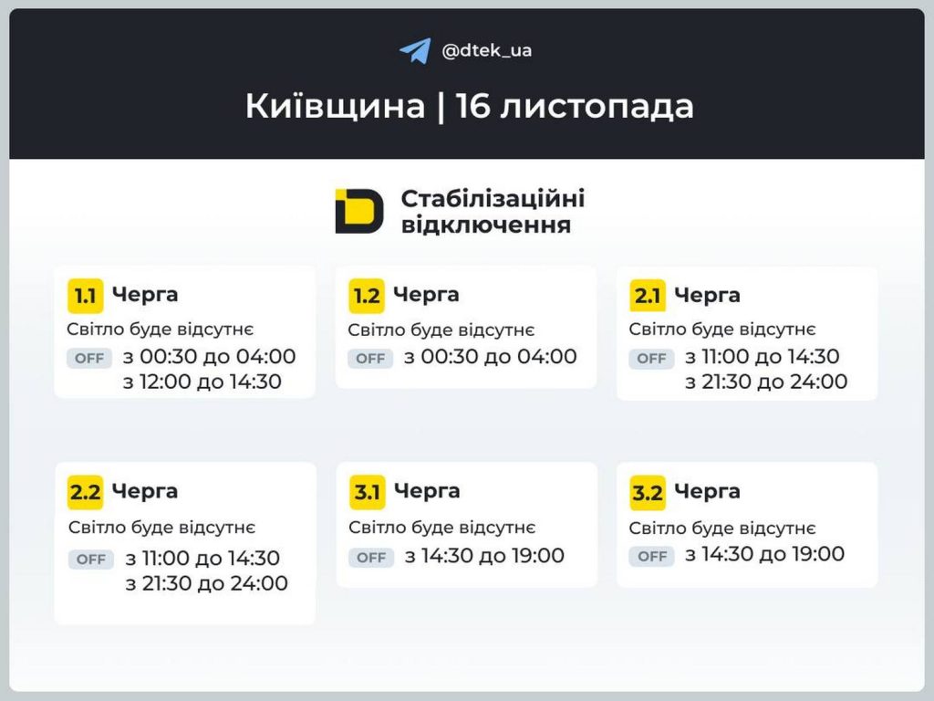 Відключення світла.