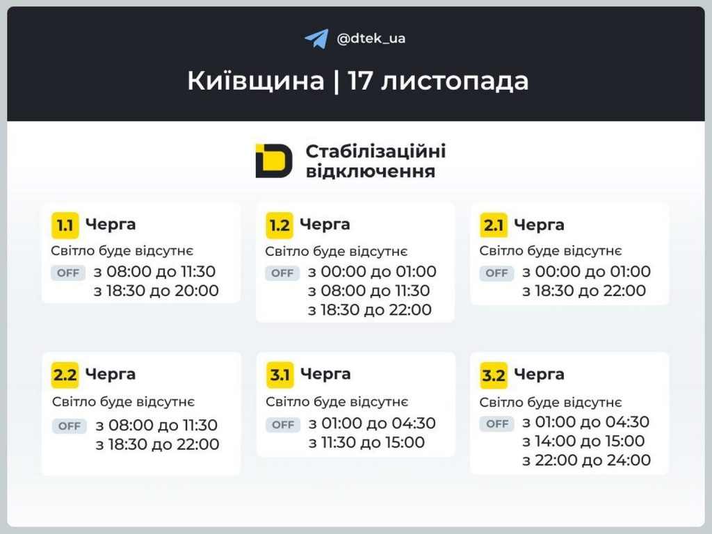 Відключення світла.