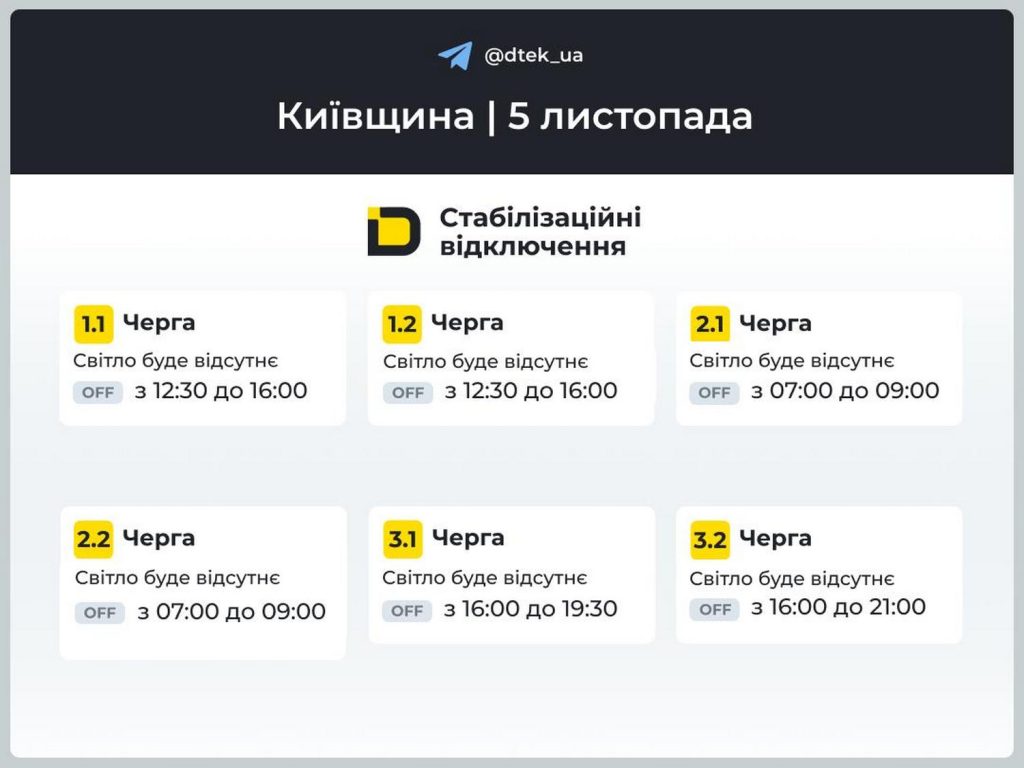 Відключення світла.