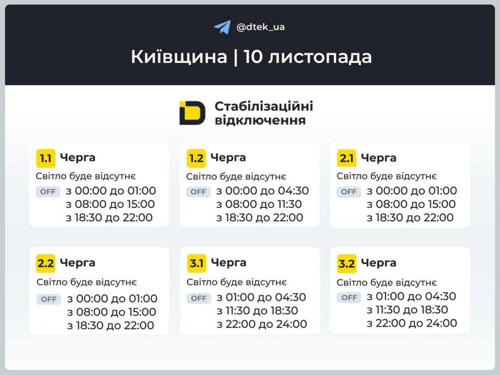 Відключення світла.