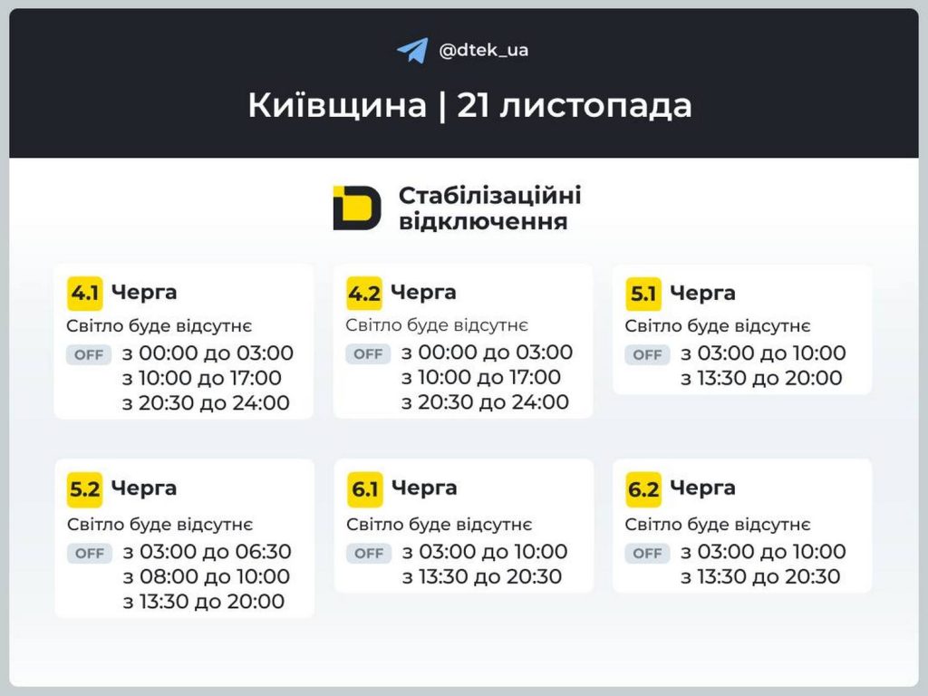 Відключення світла.