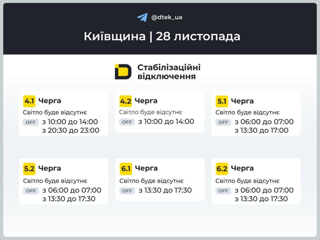 Відключення світла.