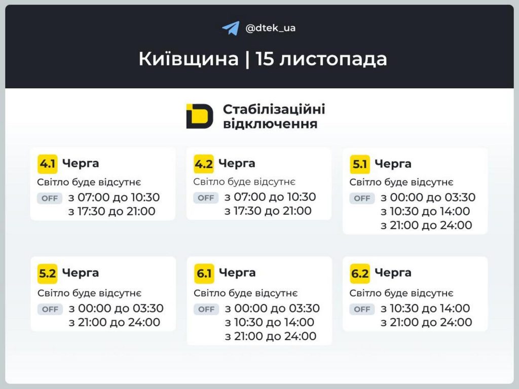 Відключення світла.