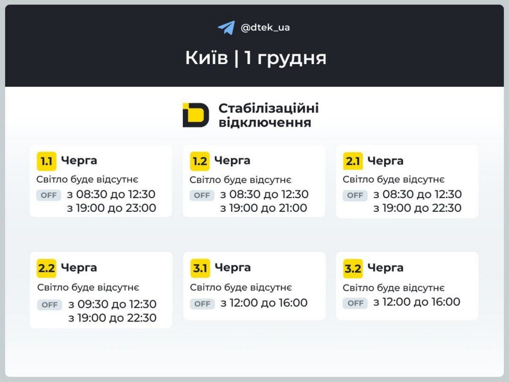 Відключення світла.