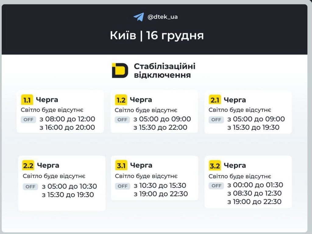 Відключення світла.