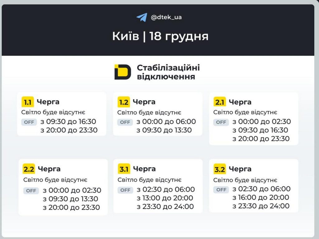 Відключення світла.