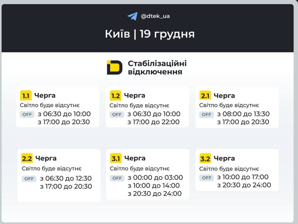 Відключення світла.