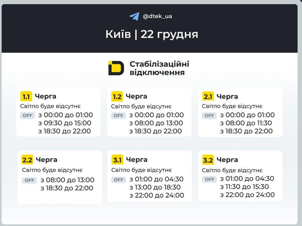 Відключення світла.