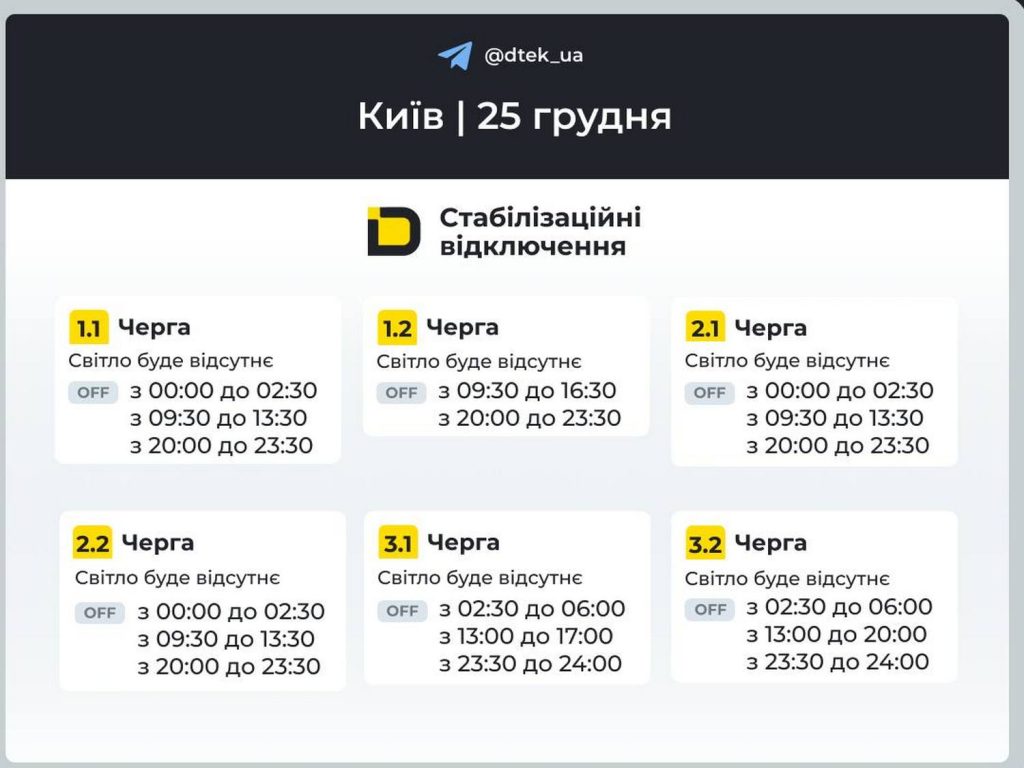 Відключення світла.