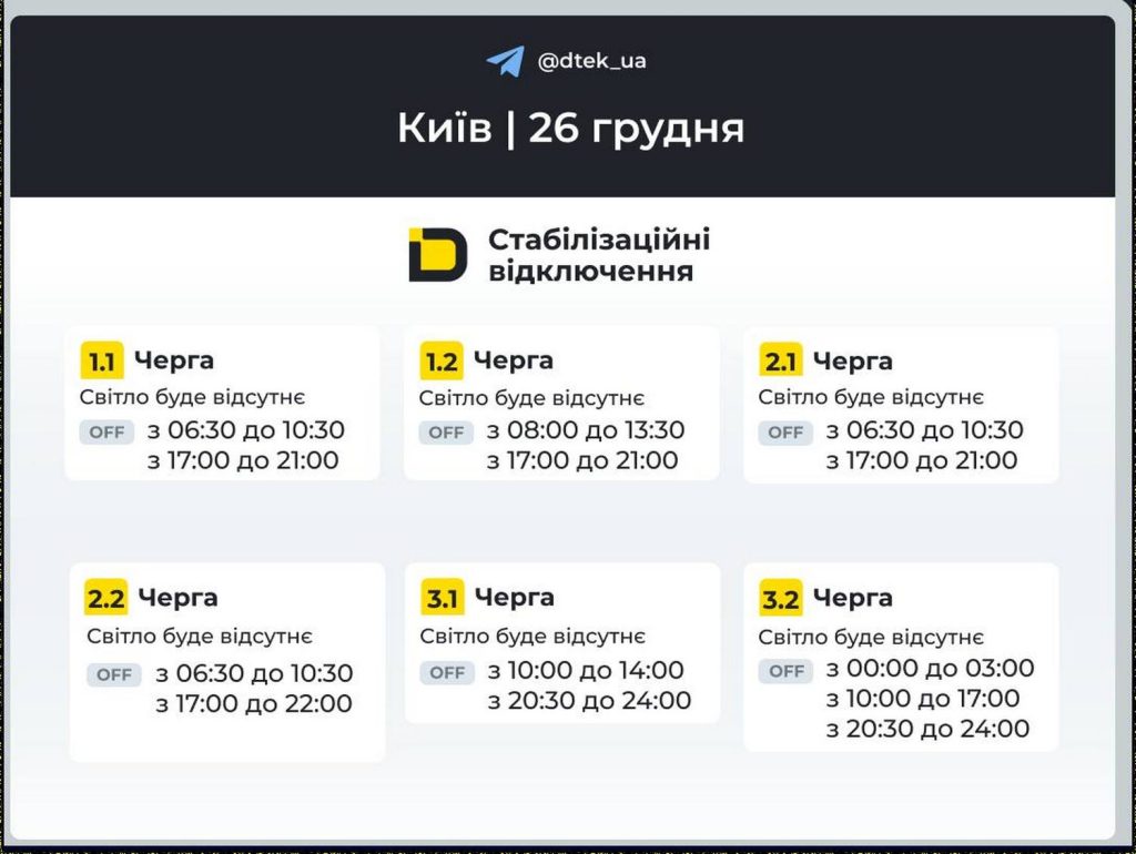 Відключення світла.