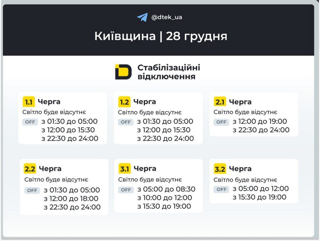 Відключення світла.