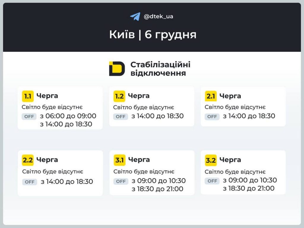 Відключення світла.