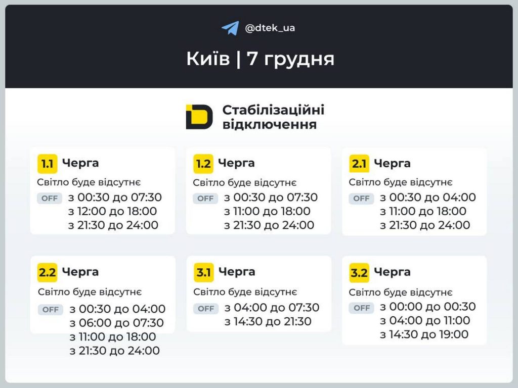 Відключення світла.