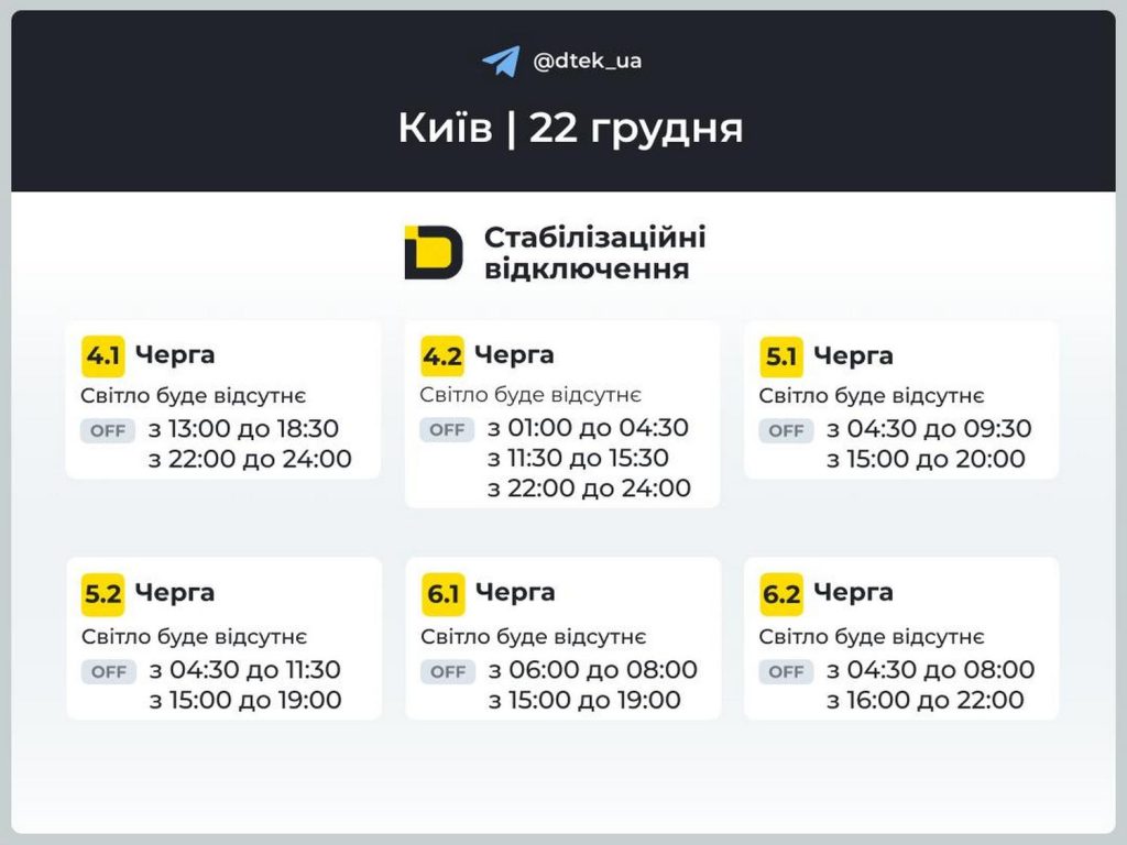 Відключення світла.