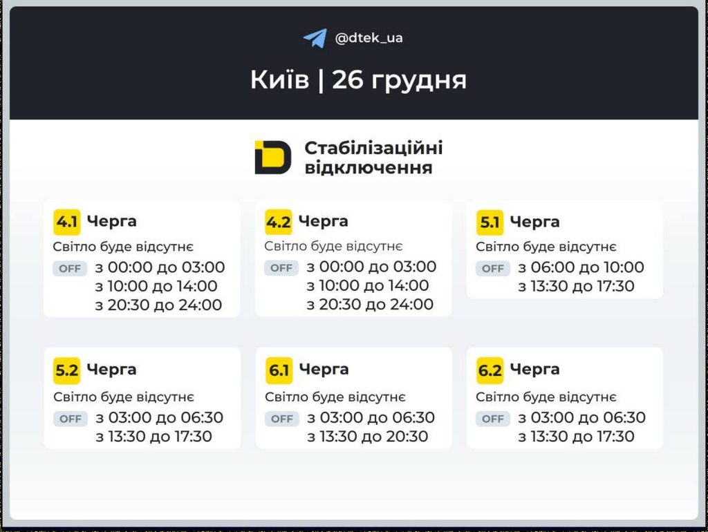 Відключення світла.