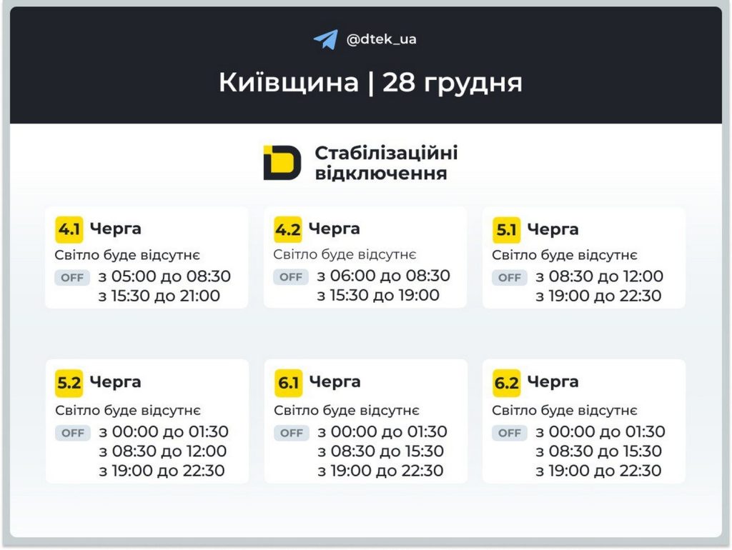 Відключення світла.