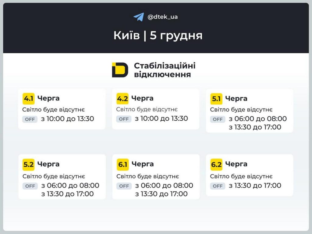 Відключення світла.