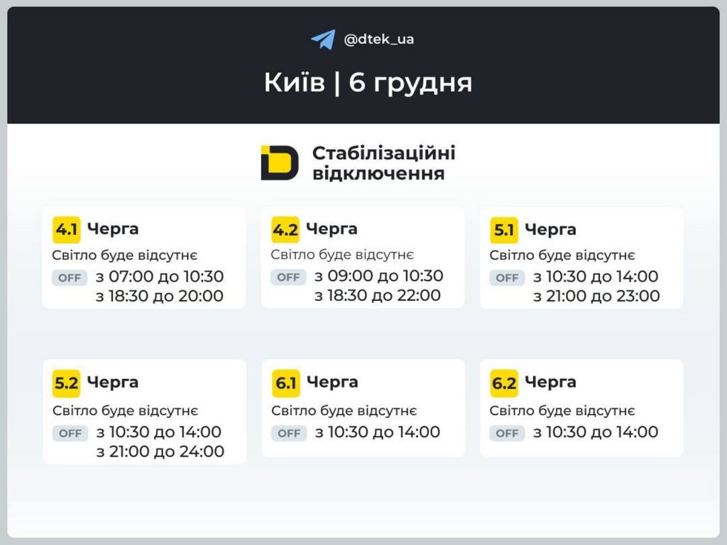Відключення світла.