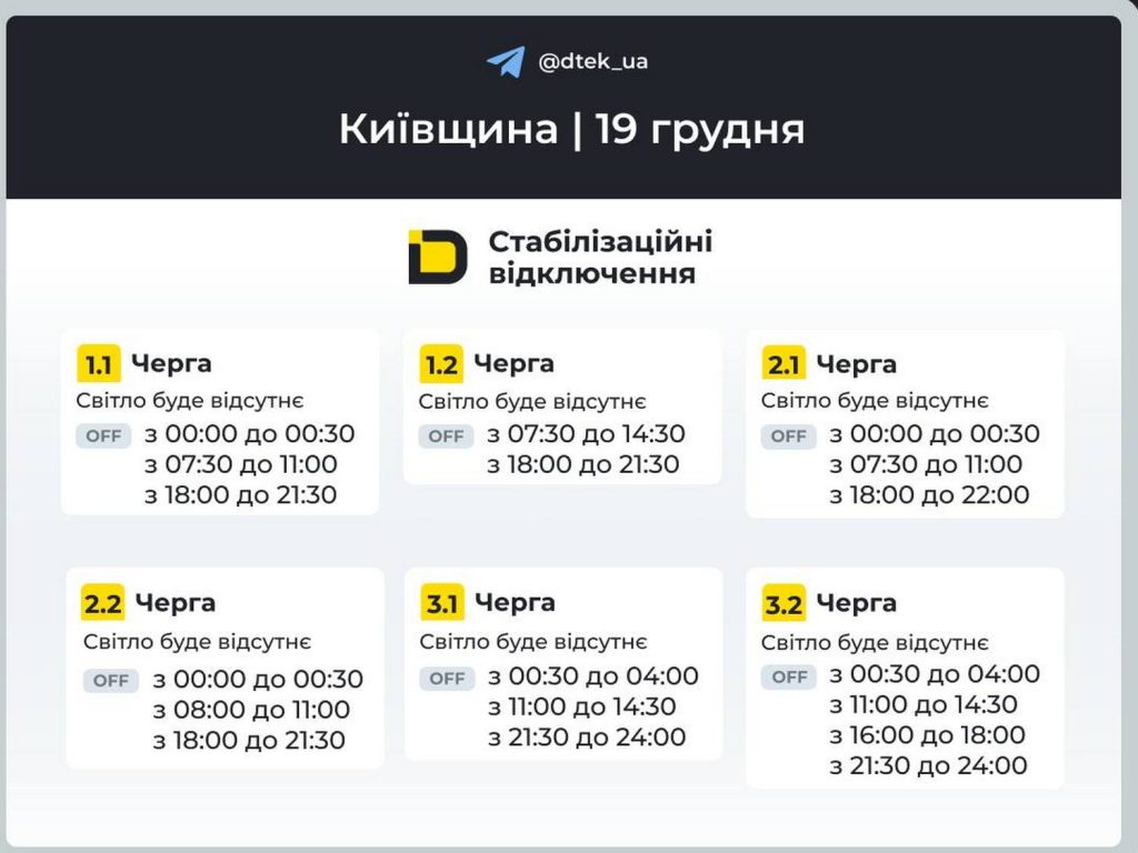 Відключення світла.