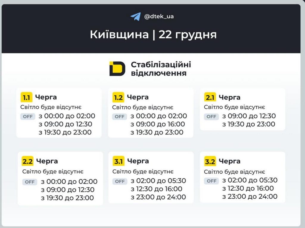 Відключення світла.