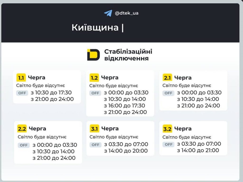 Відключення світла.