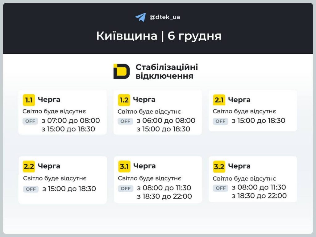Відключення світла.