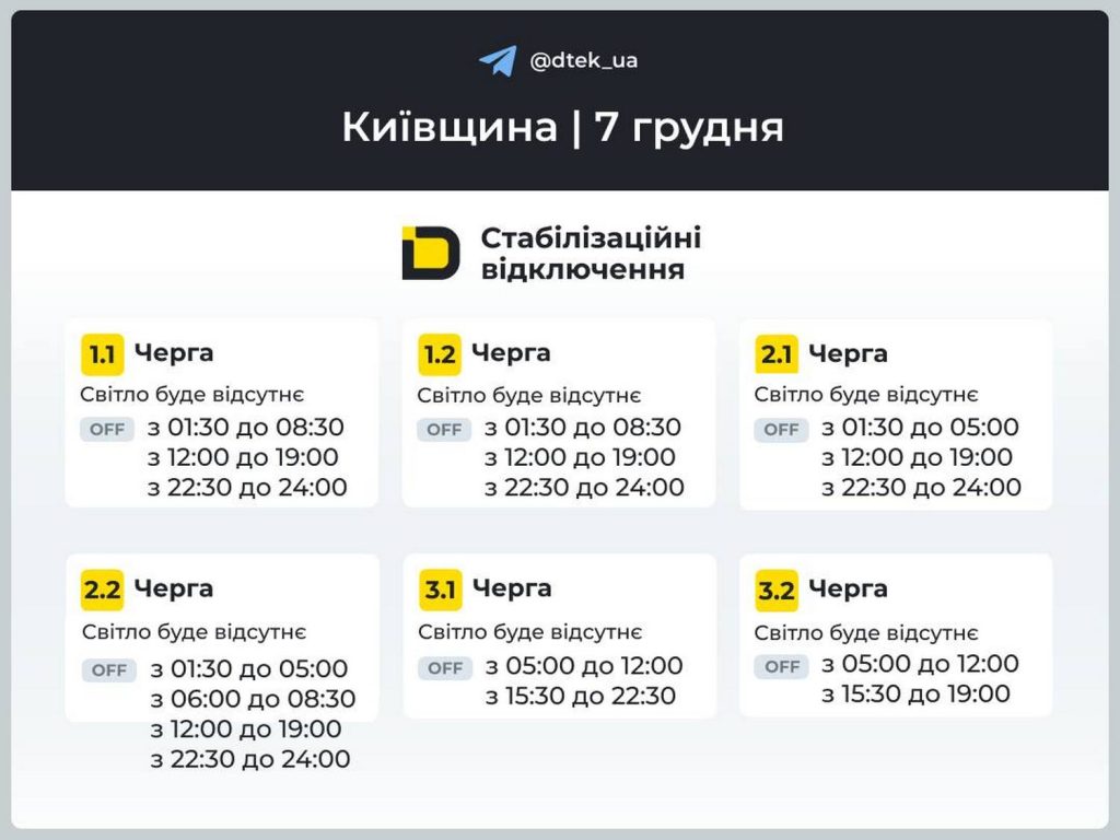 Відключення світла.