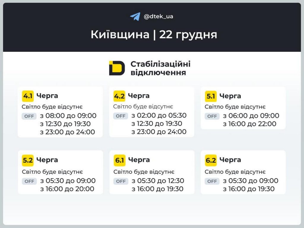 Відключення світла.