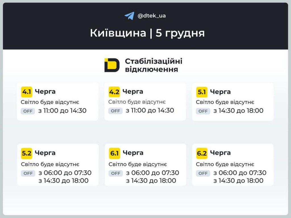 Відключення світла.