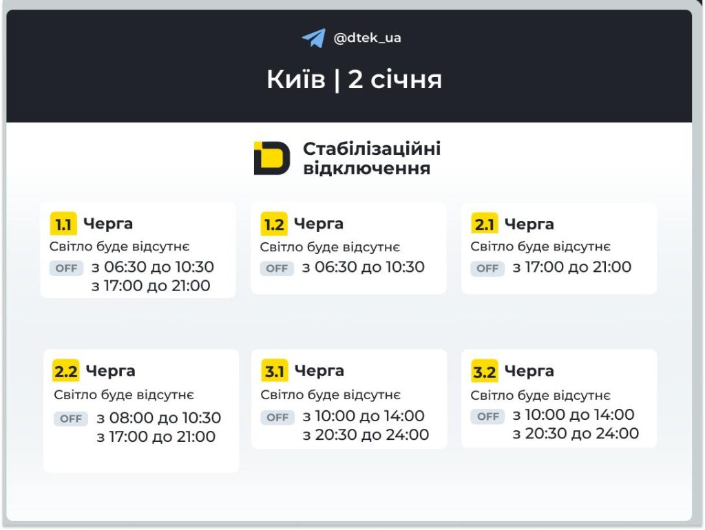 Відключення світла.