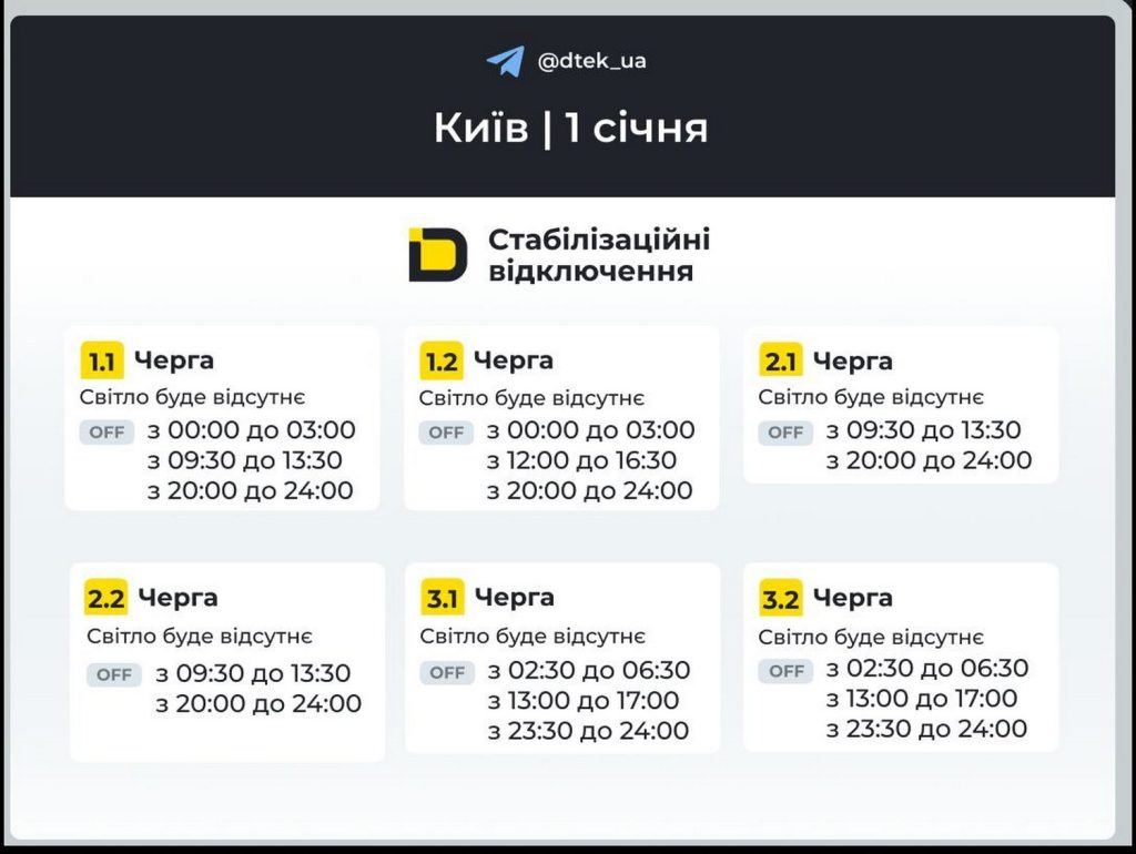 Відключення світла.