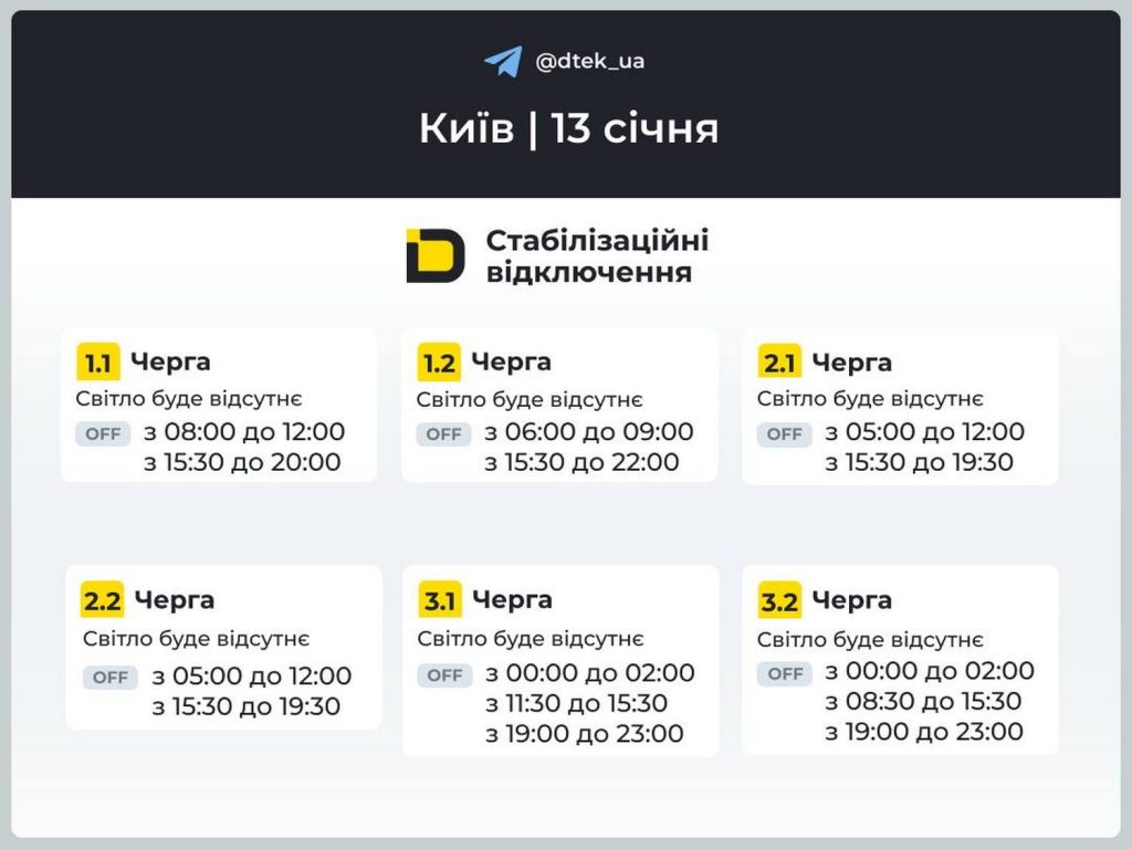 Відключення світла.