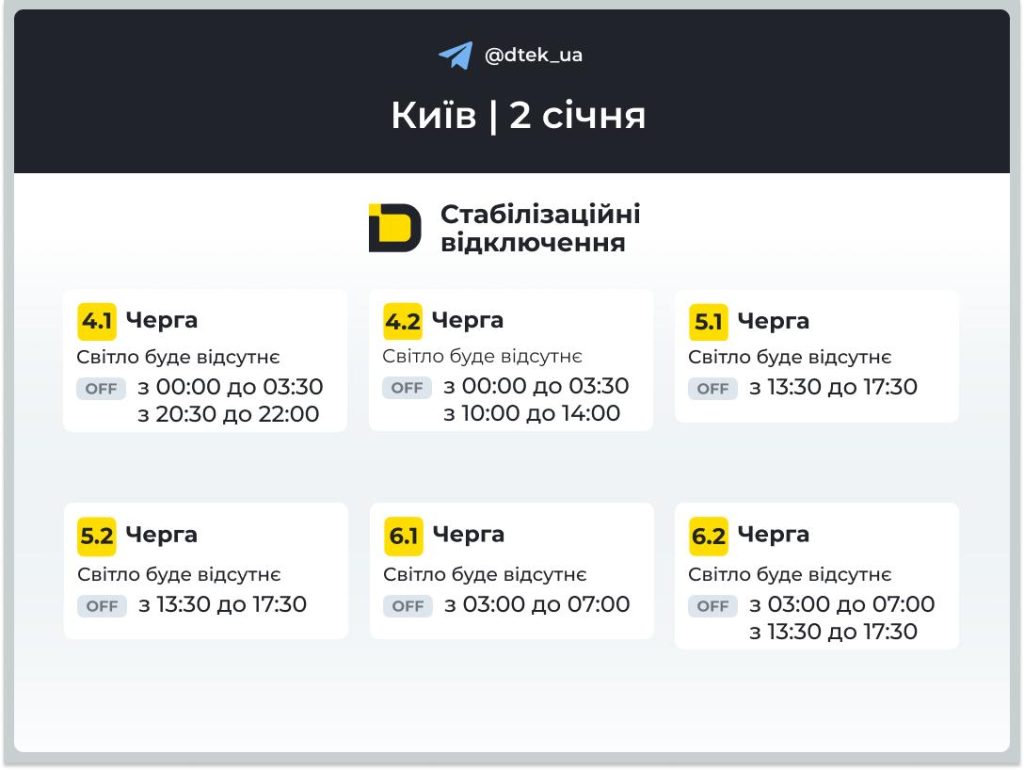 Відключення світла.