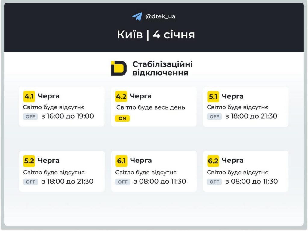 Відключення світла.