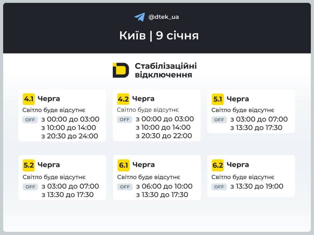 Відключення світла.