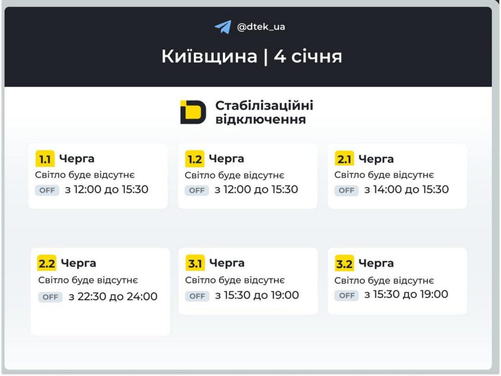 Відключення світла.